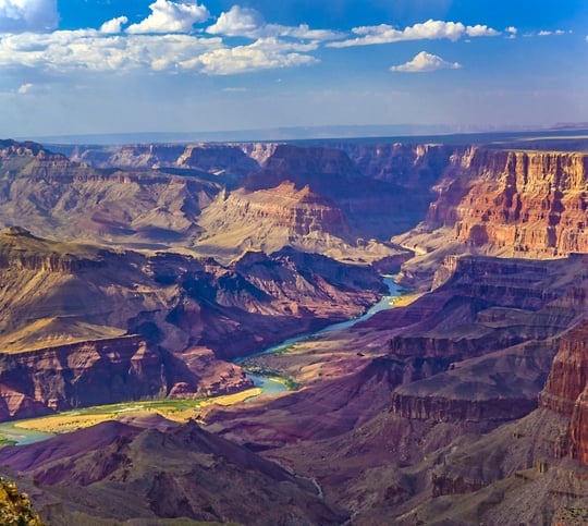 Grand canyon at sunrise with river Colorado